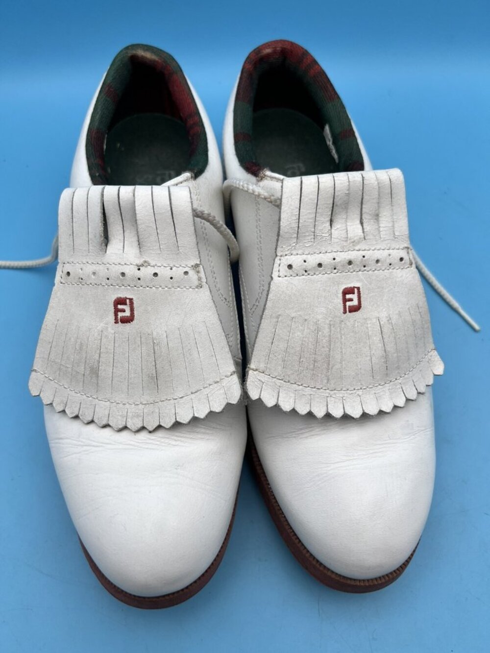 FootJoy Womens Golf Shoes SoftJoy White Leather Kiltie Style 98427 Size 8 M